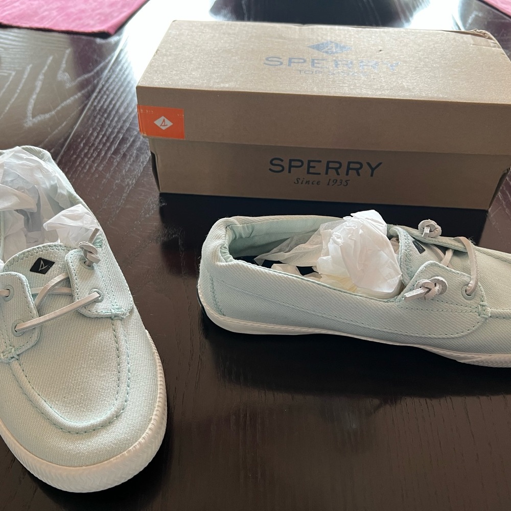 COPY - Brand new  Sperry boat shoes Lounge away 2 twill light blue with memory …
